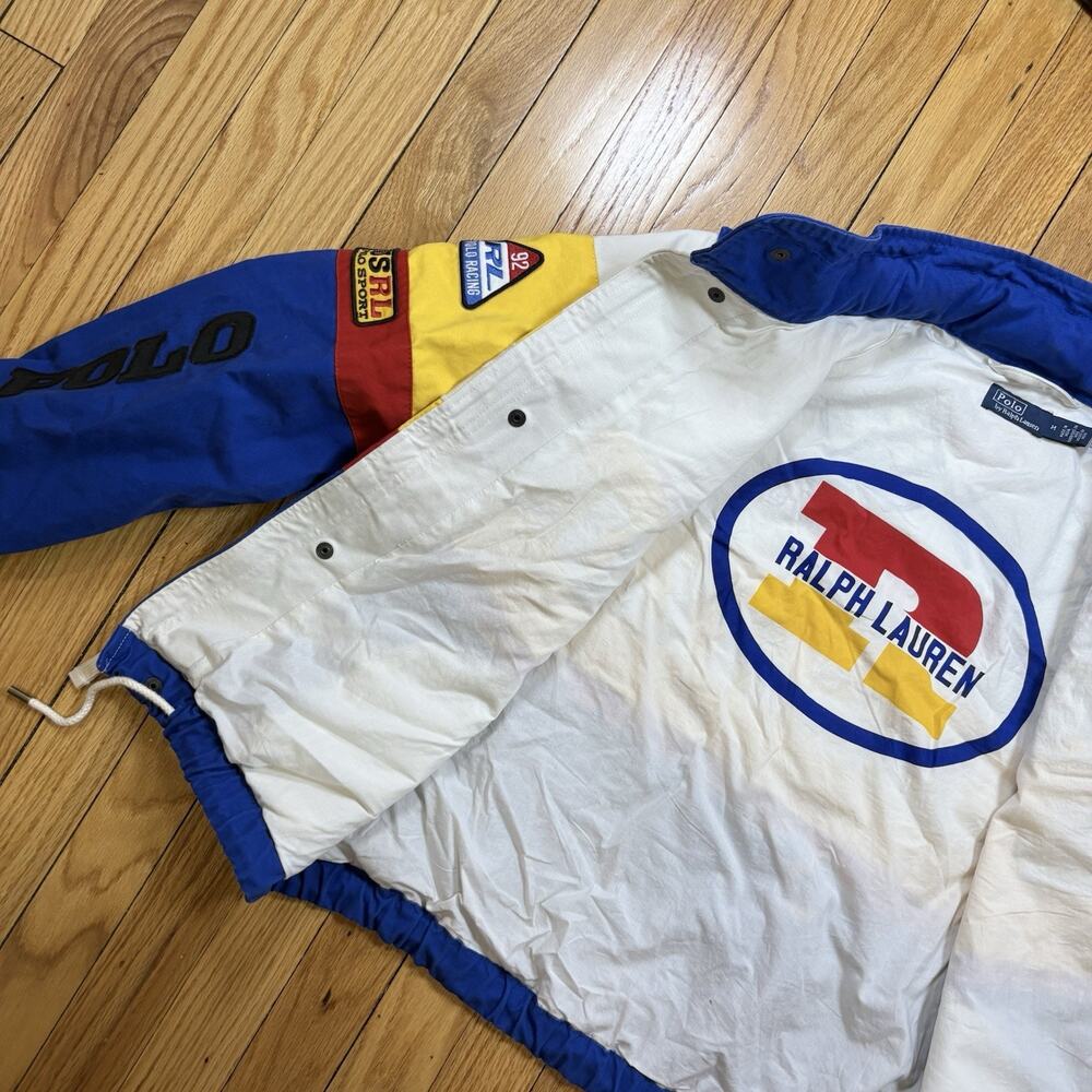 Polo Ralph Lauren USRL Racing NASCAR Canvas Bomber Jacket Size Medium Multicolor - Picture 11 of 15